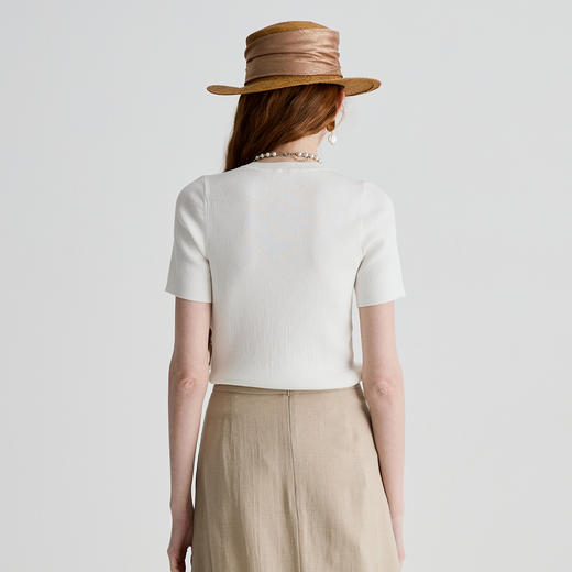 谜底针织衫短袖女2025夏季新品复古文艺紧身H型短毛衣252MZ0891 商品图2