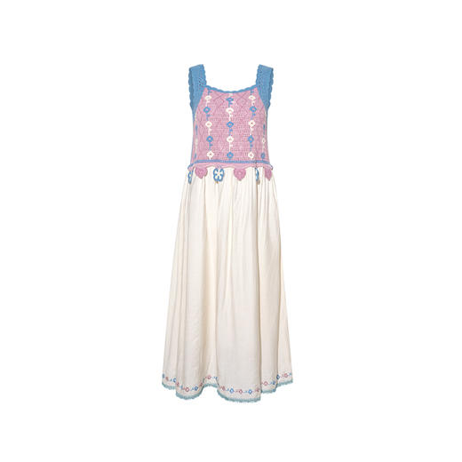 两三事 拈花吻夏 2025春季新款甜美手工钩花吊带裙长款连衣裙 商品图4