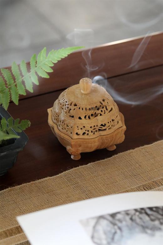 六棱连理纹香炉°黄杨木 商品图5
