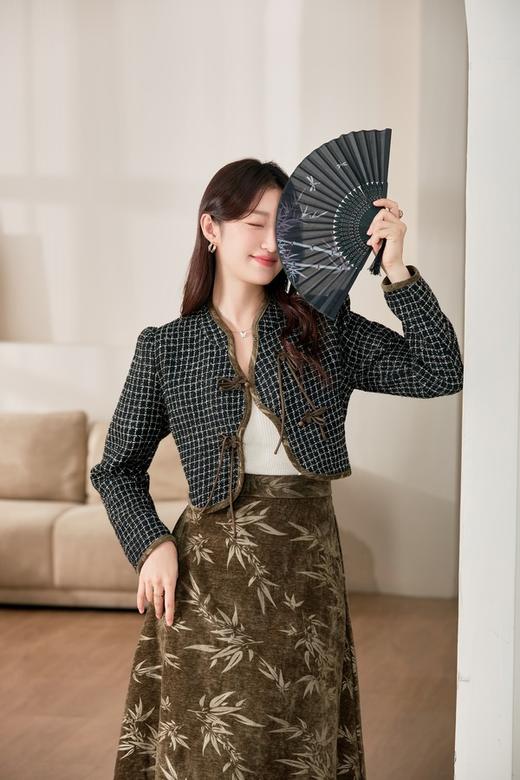 Le Malene 气质新中式印花盘扣外套半裙套装 19534 商品图2