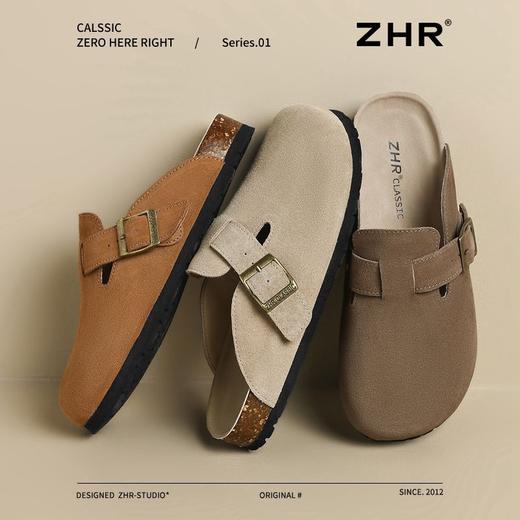 ZHR则则真皮牛反绒半拖包头勃肯鞋女情侣款百搭ins半拖鞋女博肯鞋 商品图6