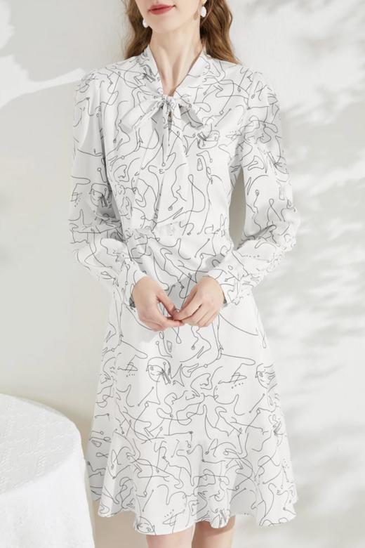 yigue/亦谷 春夏款飘带鱼尾收腰显瘦连衣裙 17962 商品图5