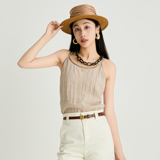 谜底吊带上衣女2025夏季新品百搭日常撞色合身H型短内搭252MN0617 商品图3