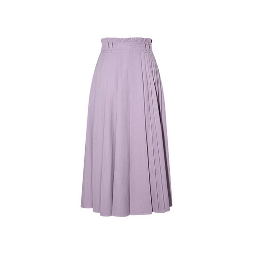 两三事 万重山海 2025春季新款百搭紫色压褶a字裙高腰半身裙 商品图4