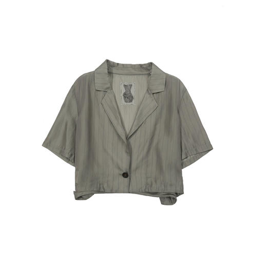 谜底外套短袖女2025夏季新品复古风通勤宽松H型短外套252MW0588 商品图4