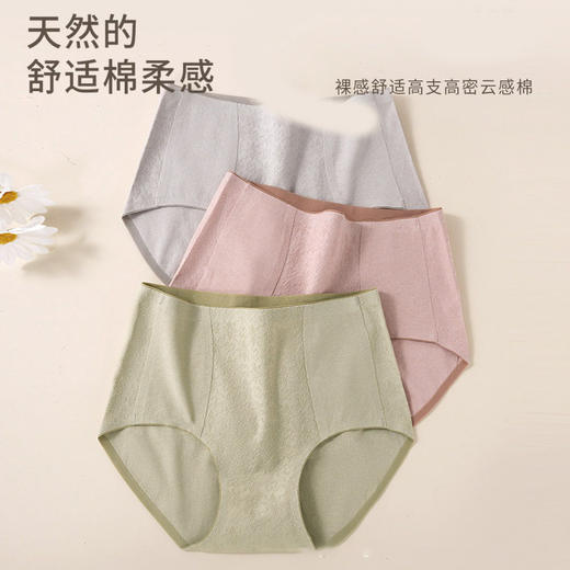 雀说 【4条】高腰收腹内裤女士纯棉全棉裆内裤2433 商品图2