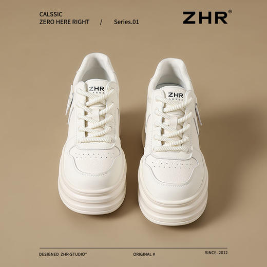 ZHR厚底高帮休闲鞋女增高8cm春季新款时尚百搭板鞋软底轻便运动鞋 商品图1