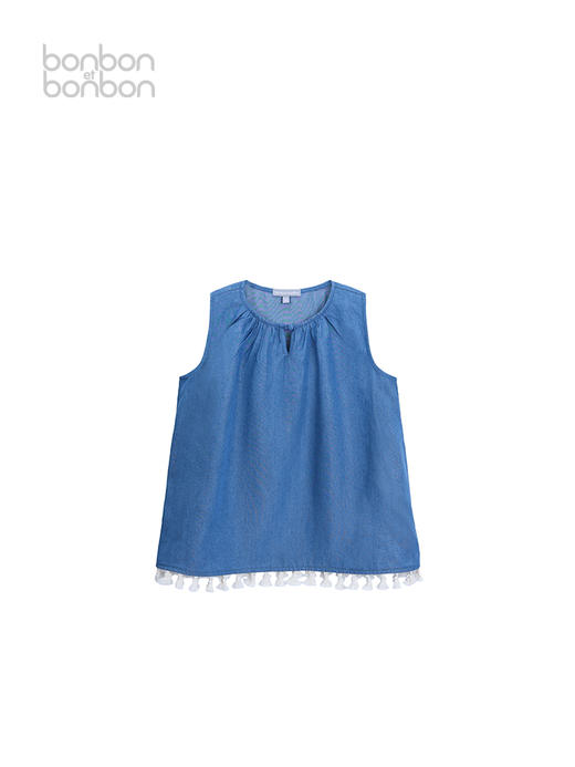 流苏天丝无袖上衣 商品图0