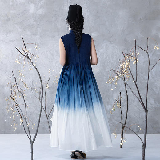 【林栖设计小店】婴儿棉连衣裙植物染立体牙签褶新中式2025春夏新品长裙女1952098 商品图2