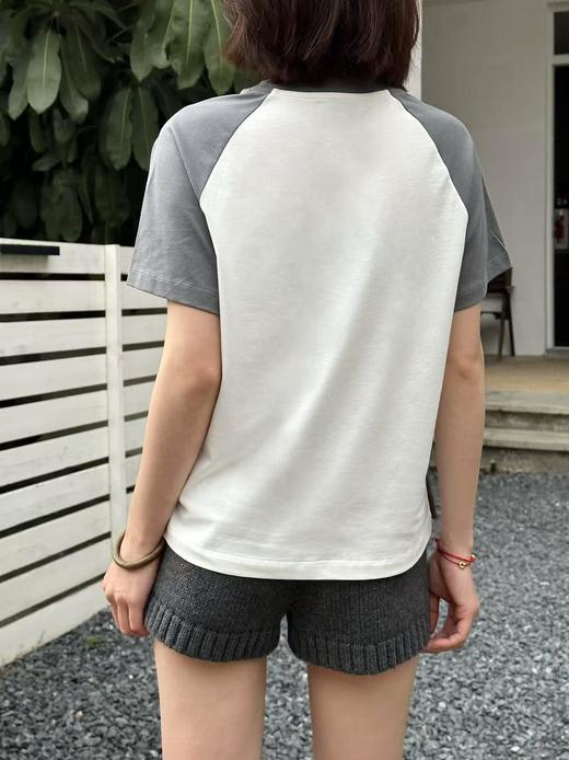 P家 拼色插肩袖女款圆领短袖T恤 Z-15091 商品图2