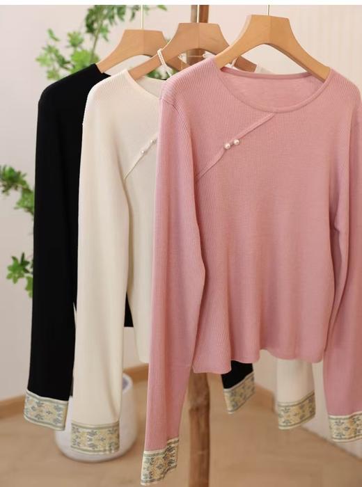 新中式羊毛莱赛尔针织国风衫 商品图1