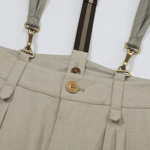 谜底休闲裤女2025夏季新品复古风百搭合身背带裤九分裤252MK0558 商品图3