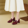 Westory2025年春季植鞣羊皮方头粗跟中跟乐福通勤百搭深口单鞋W25AM59191 商品缩略图2