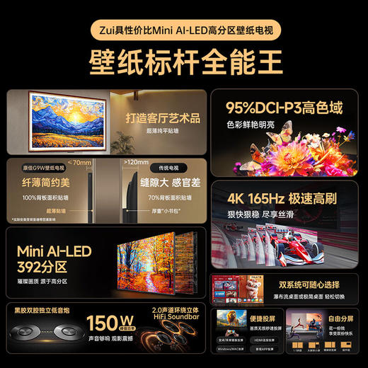 65英寸 AI-LED 艺术壁纸电视 65G9W 商品图2