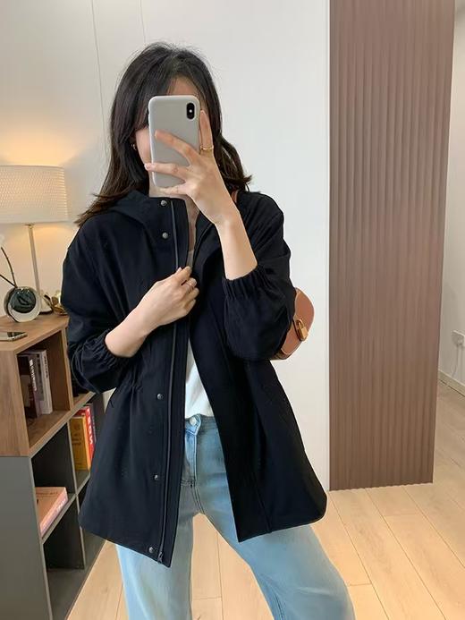 小禾同款含羊毛丝精纺连帽抽绳休闲OL同步外套夹克 商品图6