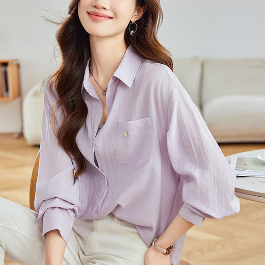 馥迦慵懒复古后开叉衬衫 商品图1