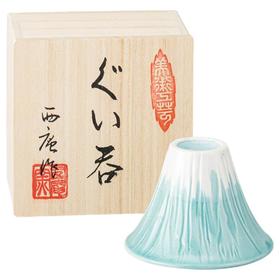 日本进口西庵窑富士山清酒杯水绿色