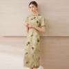 【新中式印花旗袍连衣裙】EITIE爱特爱优雅清新绿色2025夏季新款B2507614 商品缩略图2