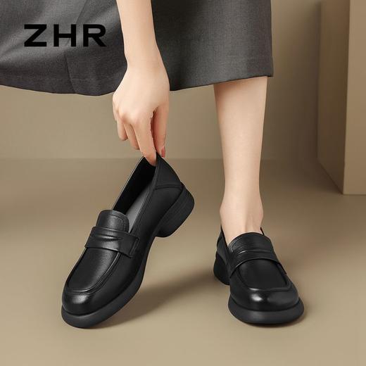 ZHR则则头层牛皮单鞋女2024爆款英伦风真皮乐福鞋轻便百搭ins女鞋 商品图7