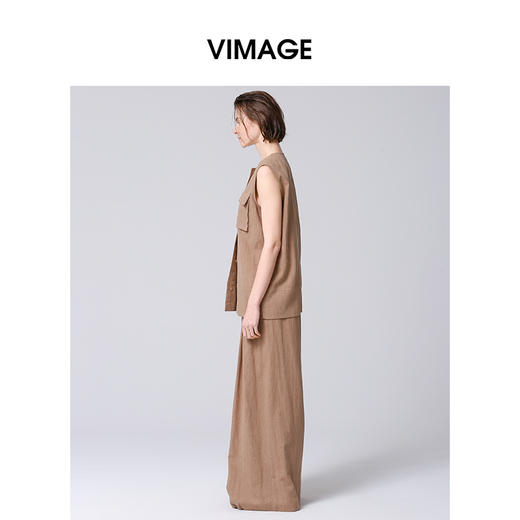 VIMAGE纬漫纪气质高腰垂感直筒休闲裤2025夏季新款V2305932 商品图2