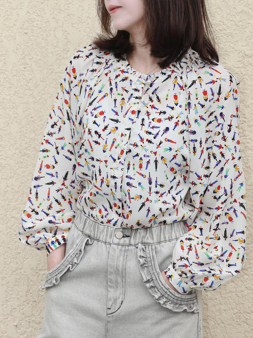 TYNVIE 荷叶边领插肩衬衫 - 印花 商品图0