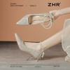 ZHR则则银色水钻一字扣高跟鞋8.5CM水晶鞋婚鞋尖头气质细跟伴娘鞋 商品缩略图7