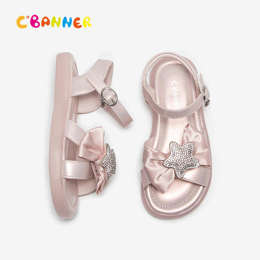 千百度童鞋蝴蝶结平底休闲凉鞋女童洋气可爱外穿凉鞋A25357301 商品图4