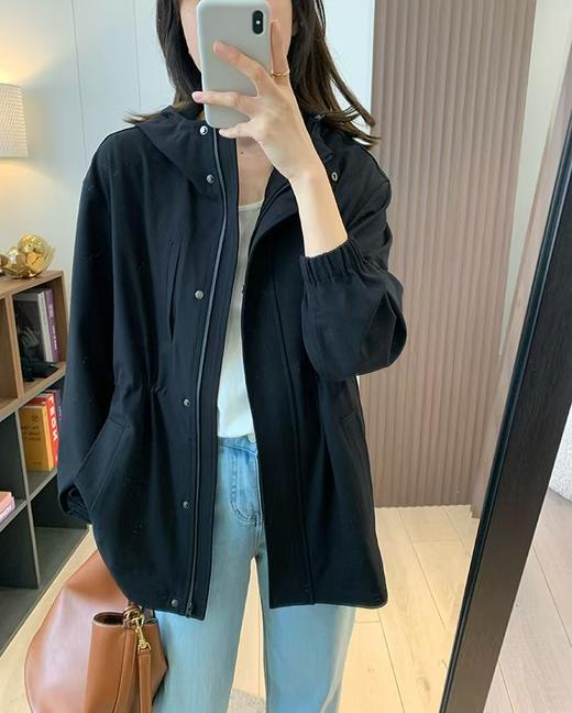 小禾同款含羊毛丝精纺连帽抽绳休闲OL同步外套夹克 商品图3