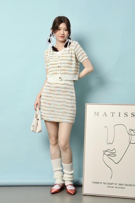 L.Fleuri 多彩条纹针织开衫半裙套装 18028 商品图2