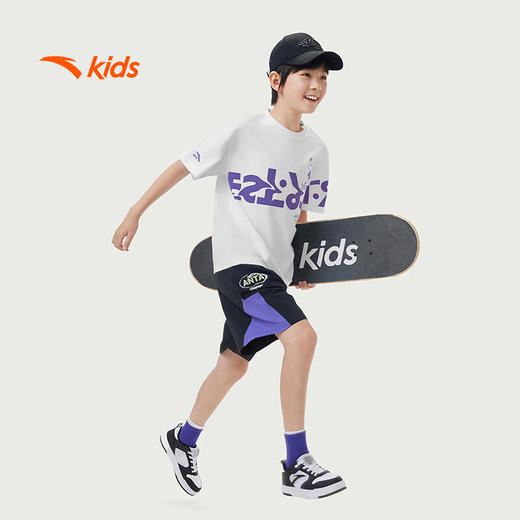 安踏儿童短袖T恤男大童少年顽家针织短袖衫352528104 商品图2