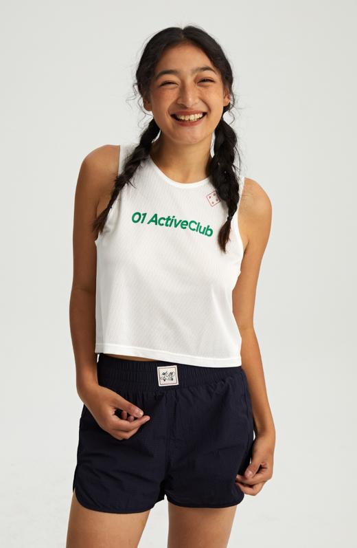 oneup短款网眼印花背心 商品图0