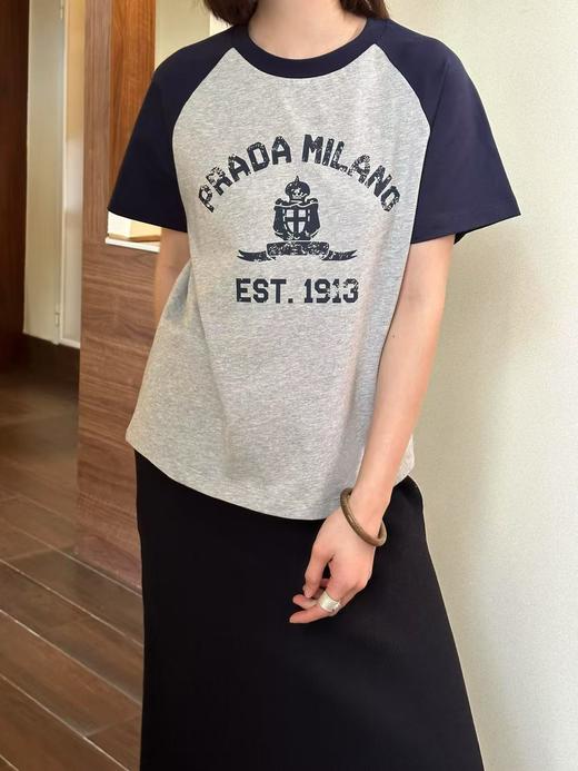 P家 拼色插肩袖女款圆领短袖T恤 Z-15091 商品图5