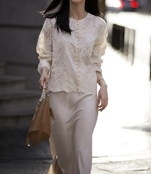 老钱风提花棉质花边开衫罩衫防晒衫 商品图2