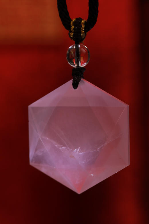粉水晶六芒星吊坠直径约3cm【器悟雅玩】 商品图1