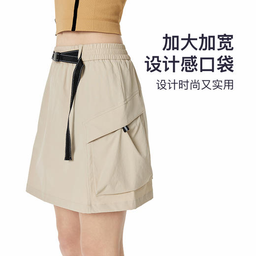 Leorrey/乐拉休闲复古简约宽松高腰防水防晒工装跑步运动短裙 商品图2