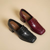 Westory2025年春季植鞣羊皮方头粗跟中跟乐福通勤百搭深口单鞋W25AM59191 商品缩略图0