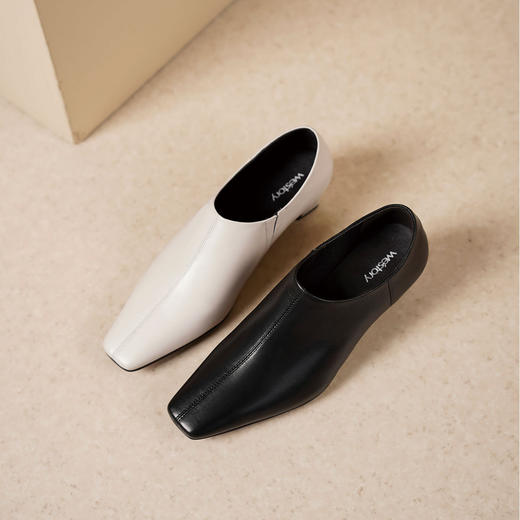 westory2025春季新款尖头乐福鞋舒适低跟豆豆鞋女S25AM58501 商品图0