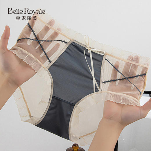 【99元3条，数量拍3】皇家丽美 复古交叉绑带半透明蕾丝女内裤DKM1410 商品图3