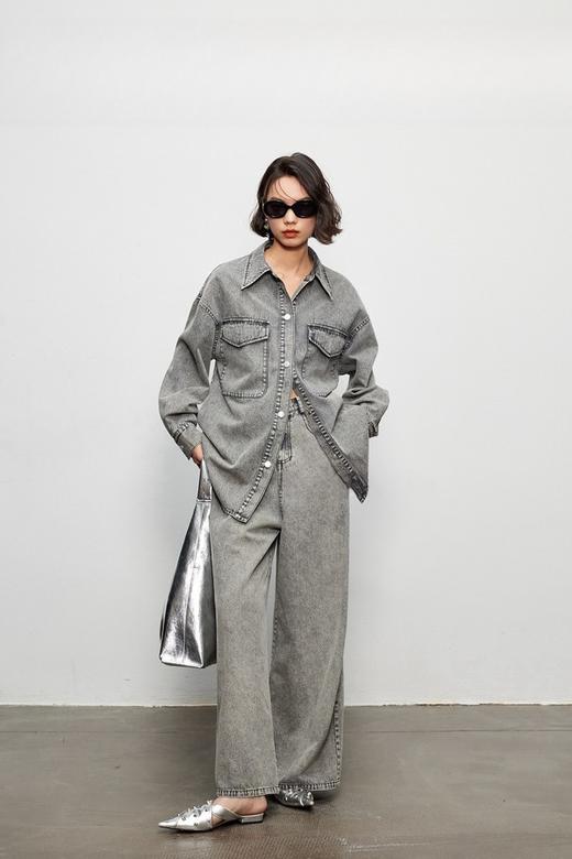 Kai & Kiera 水洗做旧牛仔衬衣长裤套装 19266 商品图0