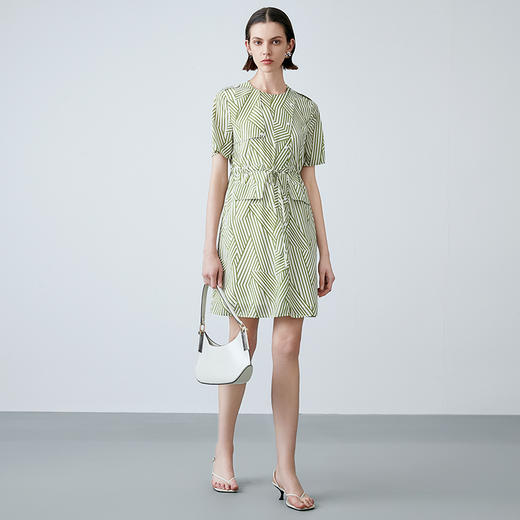 EITIE爱特爱夏季新款时尚圆领系带显瘦印花连衣裙7807512 商品图1