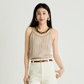 谜底吊带上衣女2025夏季新品百搭日常撞色合身H型短内搭252MN0617