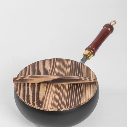 热卖！不粘锅、不溅油！【赠杉木盖/玻璃盖】康诗达 章丘无涂层古法氮化大肚铁锅  与辉同行同款式！ 商品图10