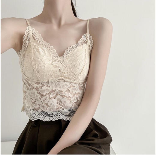 法式桑蚕丝蕾丝吊带 商品图1