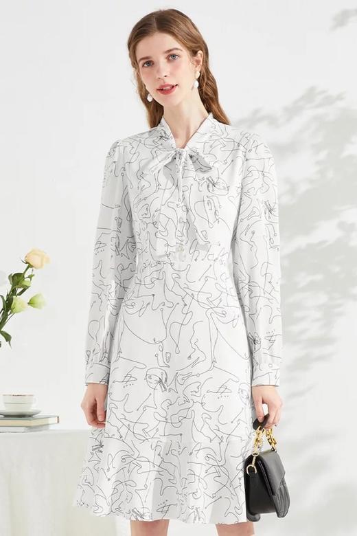 yigue/亦谷 春夏款飘带鱼尾收腰显瘦连衣裙 17962 商品图1