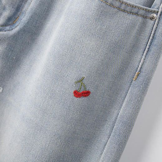 奢姿大码女装2025夏装新款胖妹妹水果图案刺绣直筒裤休闲牛仔裤5552565519 商品图3