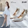 ZHR则则银色水钻一字扣高跟鞋8.5CM水晶鞋婚鞋尖头气质细跟伴娘鞋 商品缩略图1