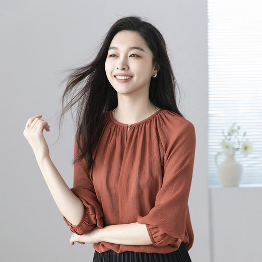 火桐hooton双向顺纡绉长袖上衣YT2097 商品图1