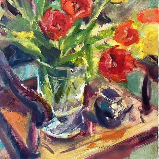 张西《南国红·初春》油画80CM*60CM 手绘油画布作品 商品图3