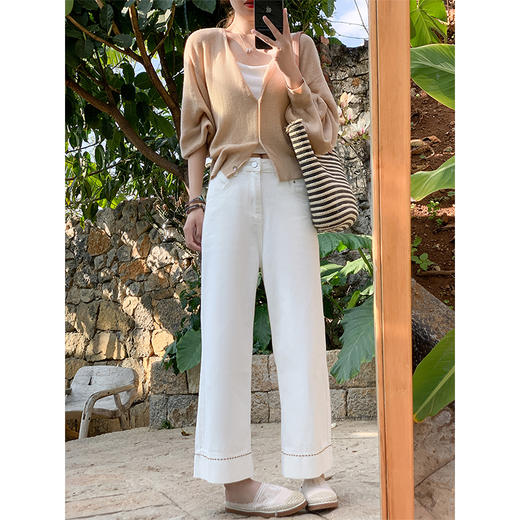 <曾小咸推荐>4.2现货秒杀 ！微信超特价！2色九分阔腿牛仔裤 日常189.99 立减100 秒杀89.99！！卡其色开衫秒杀59.99！！ 商品图3