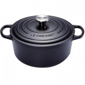 法国进口（Le Creuset）酷彩铸铁锅圆形22cm3.3L哑光黑色